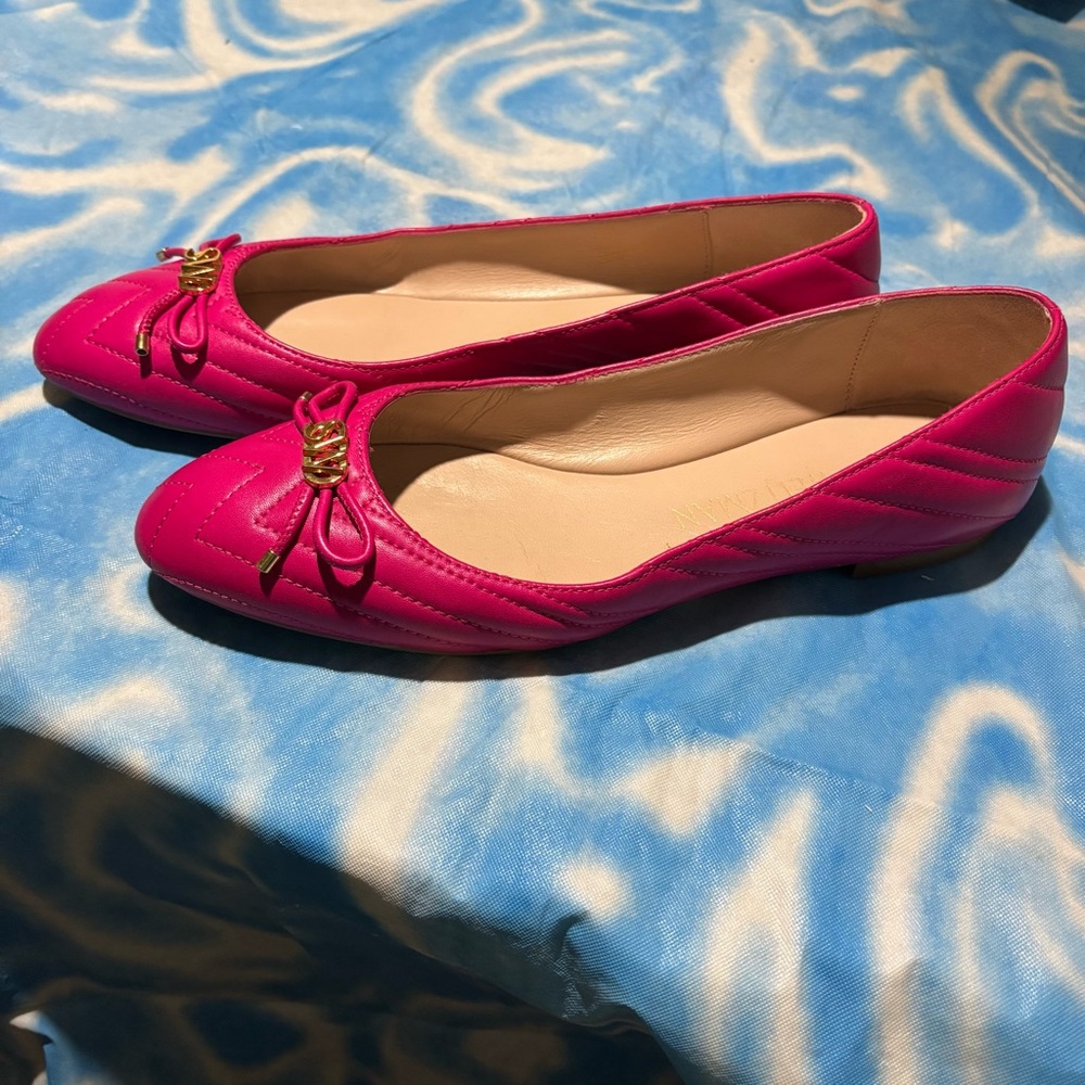 Stuart Weitzman Pink Quilted Flats with Gold Accents - Picture 8 of 8